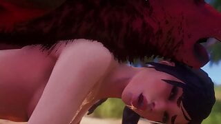 3D Werewolf Demon Monster Fucks Asshole