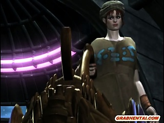 Caught 3d anime gets licked her pussy by monster