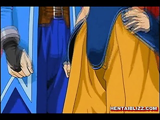 Chained hentai gets squeezed her bigtits and monster fucked