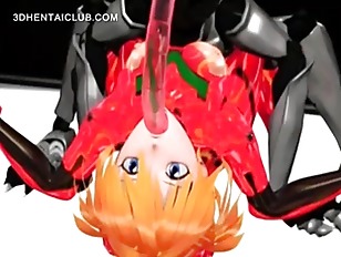 Cute anime warrior mouth fucked by monster dick