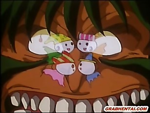 Cute hentai girl caught and hard wetpussy fucked by monster