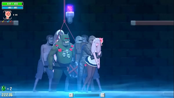 Cute maid girl having sex with monsters men in Dungeon and Maid hentai sex game