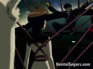 Cutie hentai chick getting tied up and rammed by tentacles