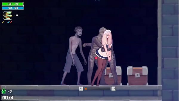 Dungeon and the maid hentai gameplay . Cute blonde maid girl having sex with zombies men monsters in a hot xxx sex game