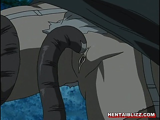 Hentai girl caught by tentacles and hard fucked monster cock