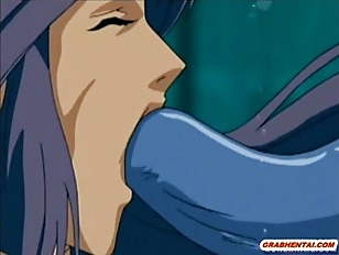 Hentai girl gets squeezed tits and fucked by monster