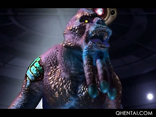 Hentai monster licking and fucking hairy starved pussy