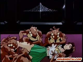 Hentai schoolgirl brutally groupfucked by monster frogs
