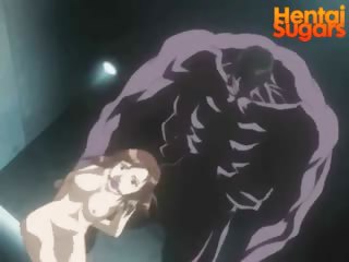 Horny monster fucks this innocent redhead babe with his