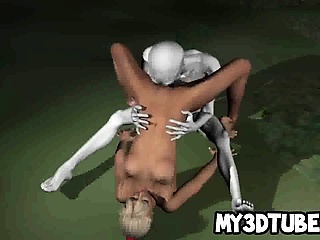 Hot 3D blonde babe gets licked and fucked by an alien