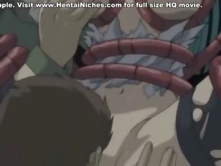 Many tentacles fill babe’s ass and cunt