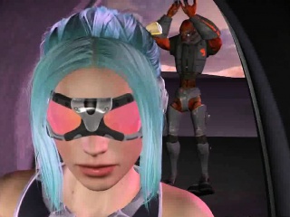 Neon haired 3D babe getting fucked by a monster