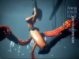 Sexy 3D hentai chick gets nailed by a monster