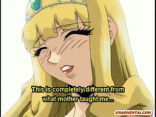 Virgin hentai Princess sucking and fucking monster cock