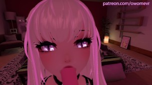 Beautiful POV Blowjob in VRchat – with lewd moaning and ASMR noises [VRchat erp, 3D Hentai]
