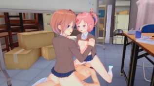 Doki Doki Literature Club! Hentai 3D (Threesome) – Sayori and Natsuki