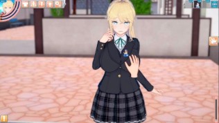 【エロゲーコイカツ！】金髪帰国子女の爆乳揉みまくりH！(アニメ3DCG動画)[Hentai Game Koikatsu! ]big breasts of a blonde returnee
