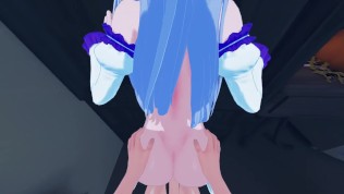 Emilia spits out cum, gets fucked on dinner table – Re:Zero Hentai.