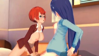 Fumino & Rizu Threesome – We Never Learn / Bokuben – 3D Hentai
