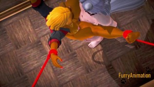 Furry Hentai 3D Yiff – Mouse is fucked on a sex swing by a fox man