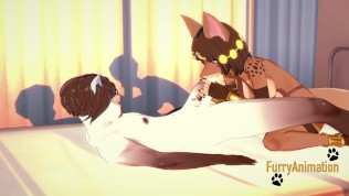 Furry Hentai – Cheetah make a blowjob to horse