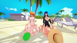 HOT FOURSOME WITH NAMI AND ROBIN – ONE PIECE PORN