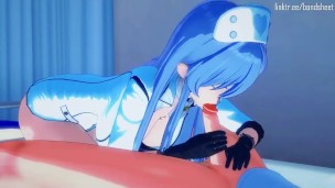 Kinky nurse Esdeath doms a patient to get all his cum out
