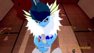 Pokemon Hentai – Vaporeon Handjob and blowjob