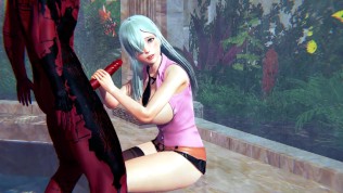 Princess Elizabeth and demon perky fuck in a public bath hentai 3d