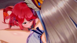 Pyra licking Nia’s pussy. (Xenoblade Chronicles 2 Hentai)