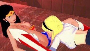 Supergirl licks Wonder Woman’s pussy, trib orgasm. DC Comics Hentai.