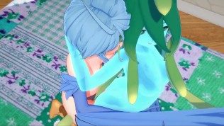 The harpy girl Papi fucks Suu the slime girl with a strapon. Daily Life With A Monster Girl hentai.