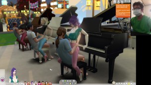 The Sims 4:6 people playing the piano for sex