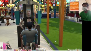The Sims 4:8 people gym weightlifting machine training sex