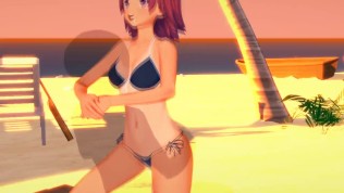 Uruka Takemoto at the Beach – We Never Learn / Bokuben – 3D Hentai