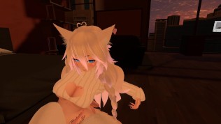 VRChat girl masturbates in virtual reality full body