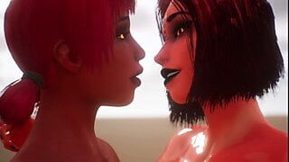 2 Demonic Girls Fuck Each other – 3D Animation