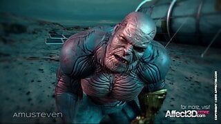 Superhero 3d animation with a big tits beauty