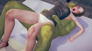 3d animation – asian girl fuck to monster