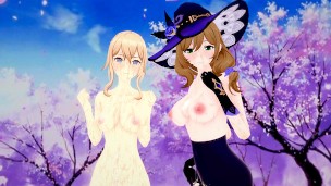 Genshin Impact LISA x JEAN hentai foursome fuck festival
