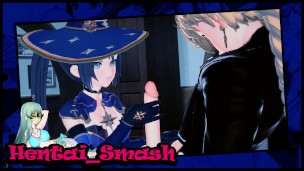 Genshin Impact – Mona rides Aether's dick, lets him cum inside. 3D Hentai.