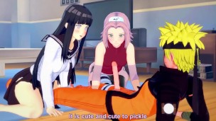 Hinata and Sakura threesome creampied